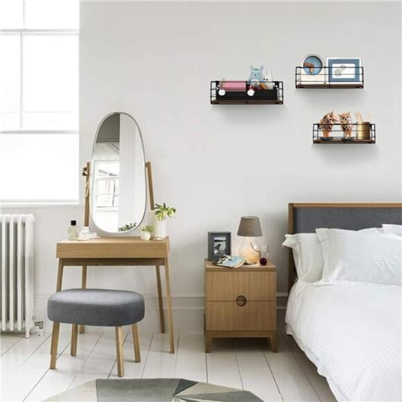 Floating Shelves Wall Mounted Set of 3, Hanging Storage Shelf for Bathroom - Picture 4 of 7